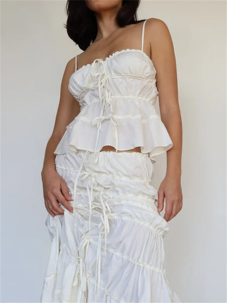 Vintage Lace-up for Women  V-neck Slim Fit Sleeveless Y2K Retro Mini Vest Summer Streetwear Crop Top