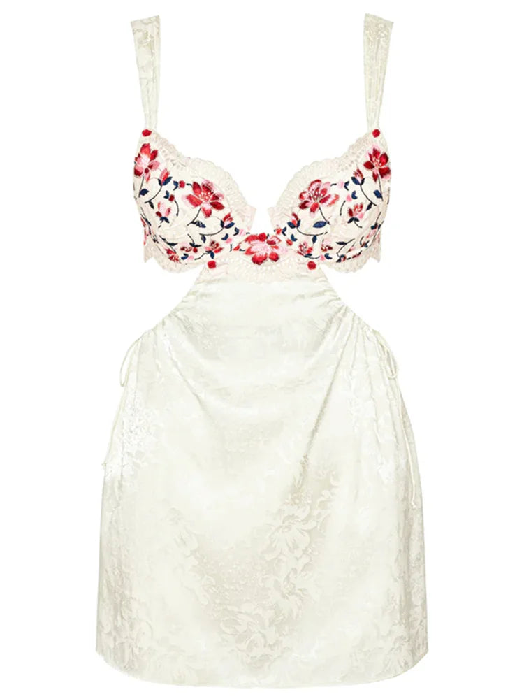 Y2K Floral  Print Backless Bodycon Mini Dresses