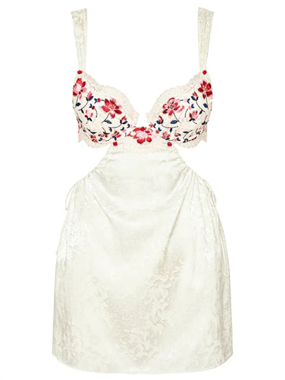 Y2K Floral  Print Backless Bodycon Mini Dresses