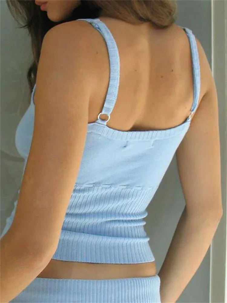 Y2K Vintage Backless Slim Fit Chic Bow Tie Up Knitted  Adjustable Strap Retro Vest Clubwear 2024 Crop Top