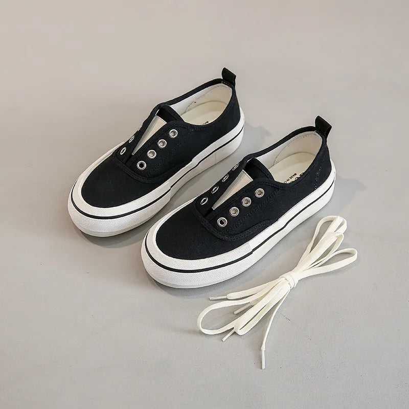 Canvas Lace Up Shallow Casual Shoes Round Toe SSolid Color Comfort Runner Outsole Sweet Novelit Shoes For Women Concise Fashion