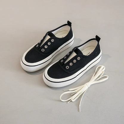 Canvas Lace Up Shallow Casual Shoes Round Toe SSolid Color Comfort Runner Outsole Sweet Novelit Shoes For Women Concise Fashion