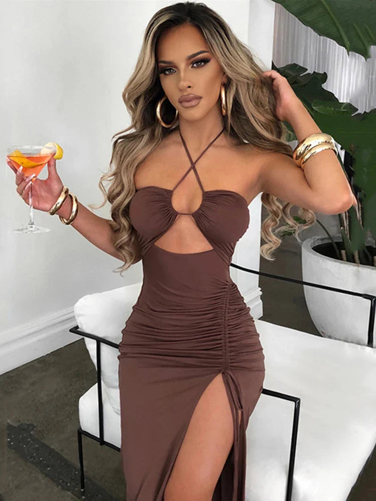 DressBetty - 2024 Hot Summer  Sleeveless Cut Out Club Party Vestido Midi Dress