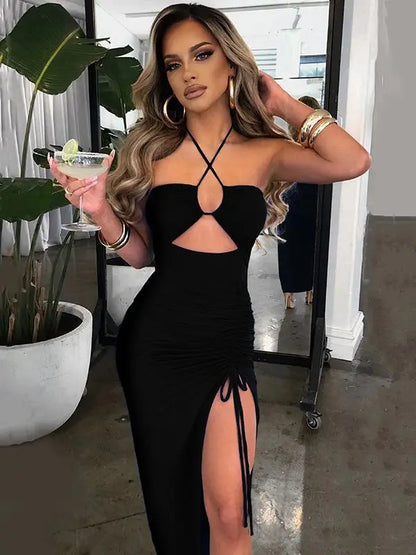 DressBetty - 2024 Hot Summer  Sleeveless Cut Out Club Party Vestido Midi Dress