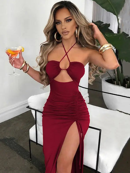 DressBetty - 2024 Hot Summer  Sleeveless Cut Out Club Party Vestido Midi Dress