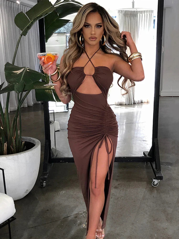 DressBetty - 2024 Hot Summer  Sleeveless Cut Out Club Party Vestido Midi Dress