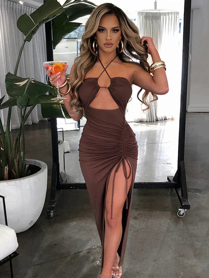 DressBetty - 2024 Hot Summer  Sleeveless Cut Out Club Party Vestido Midi Dress