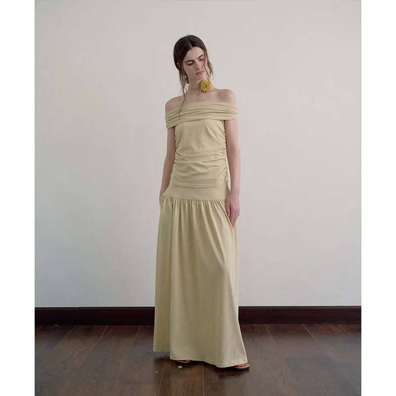 DressBetty - Solid Color Draping Knitted Pleated Skirt
