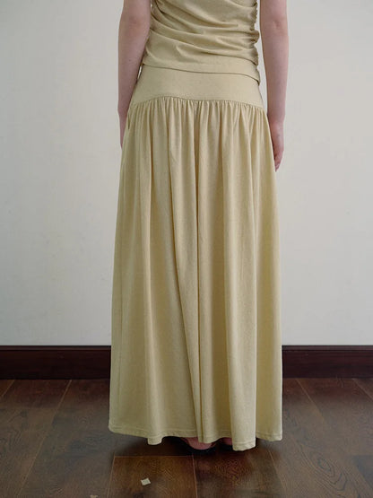 DressBetty - Solid Color Draping Knitted Pleated Skirt