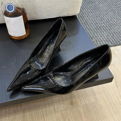 Design Pointed Toe Wedges Highs Women Silver Red Shoes  Wedding Banquet Shoes Low Heel Pumps