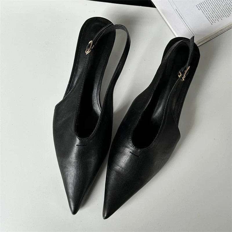 Designer Pointed Toe Buckle Strap Women  Thin Elegant Banquet Dress Mule Ladies Shoes Low Heel Pumps