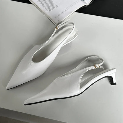 Designer Pointed Toe Buckle Strap Women  Thin Elegant Banquet Dress Mule Ladies Shoes Low Heel Pumps