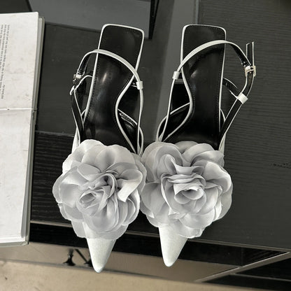 Fashion Buckle Strap Women  Pointed Toe Thin Wedding Designer Dress Mule Ladies Shoes Low Heel Pumps