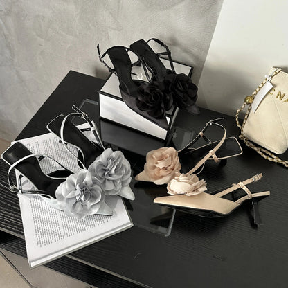 Fashion Buckle Strap Women  Pointed Toe Thin Wedding Designer Dress Mule Ladies Shoes Low Heel Pumps