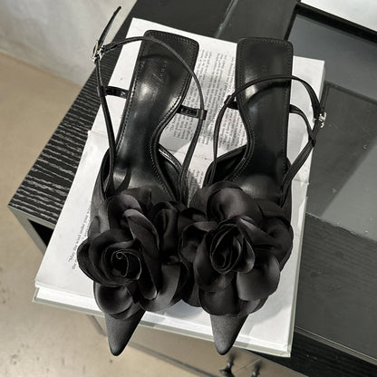 Fashion Buckle Strap Women  Pointed Toe Thin Wedding Designer Dress Mule Ladies Shoes Low Heel Pumps