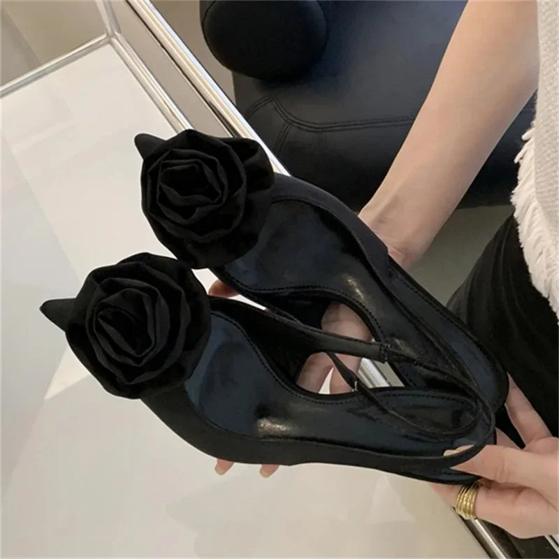 Satin Slingback Women  Design Pointed Toe Thin Highs Banquet Wedding Mule Shoes Low Heel Pumps