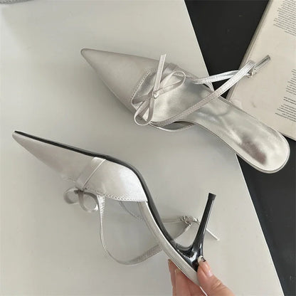 Spring  Pointed Toe Buckle Strap Women Thin Highs Party Stripper Dance Mules Shoes Low Heel Pumps