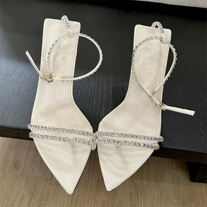 Summer  Narrow Band Buckle Strap Women Pointed Toe Highs Banquet Party Shoes Low Heel Pumps