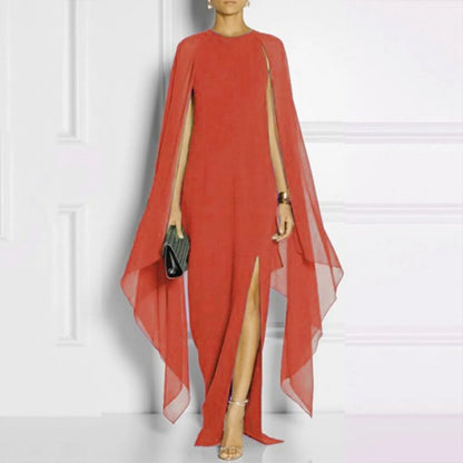 Elegant Summer Maxi Chiffon Cape  Long High Slit Irregular Batwing Sleeve Vestidos Dress