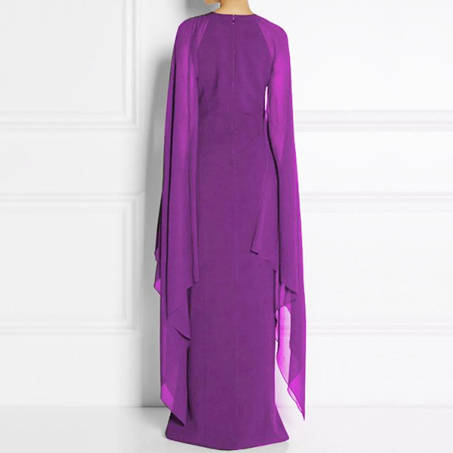 Elegant Summer Maxi Chiffon Cape  Long High Slit Irregular Batwing Sleeve Vestidos Dress