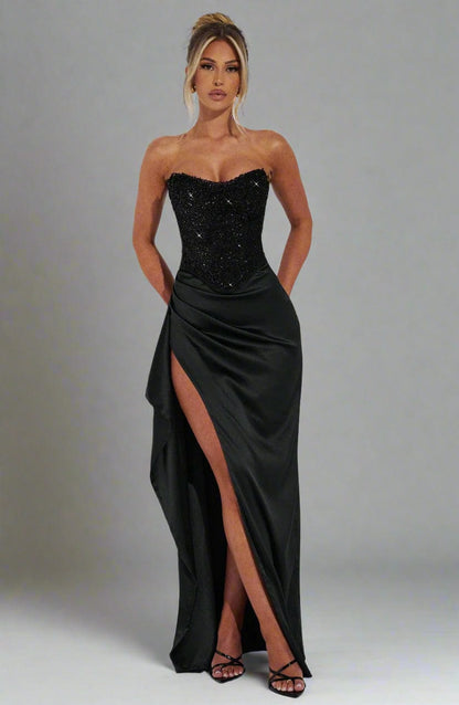 Fashion  Sequin Crop Top and High-Slit Slim Fitted Skirt Set