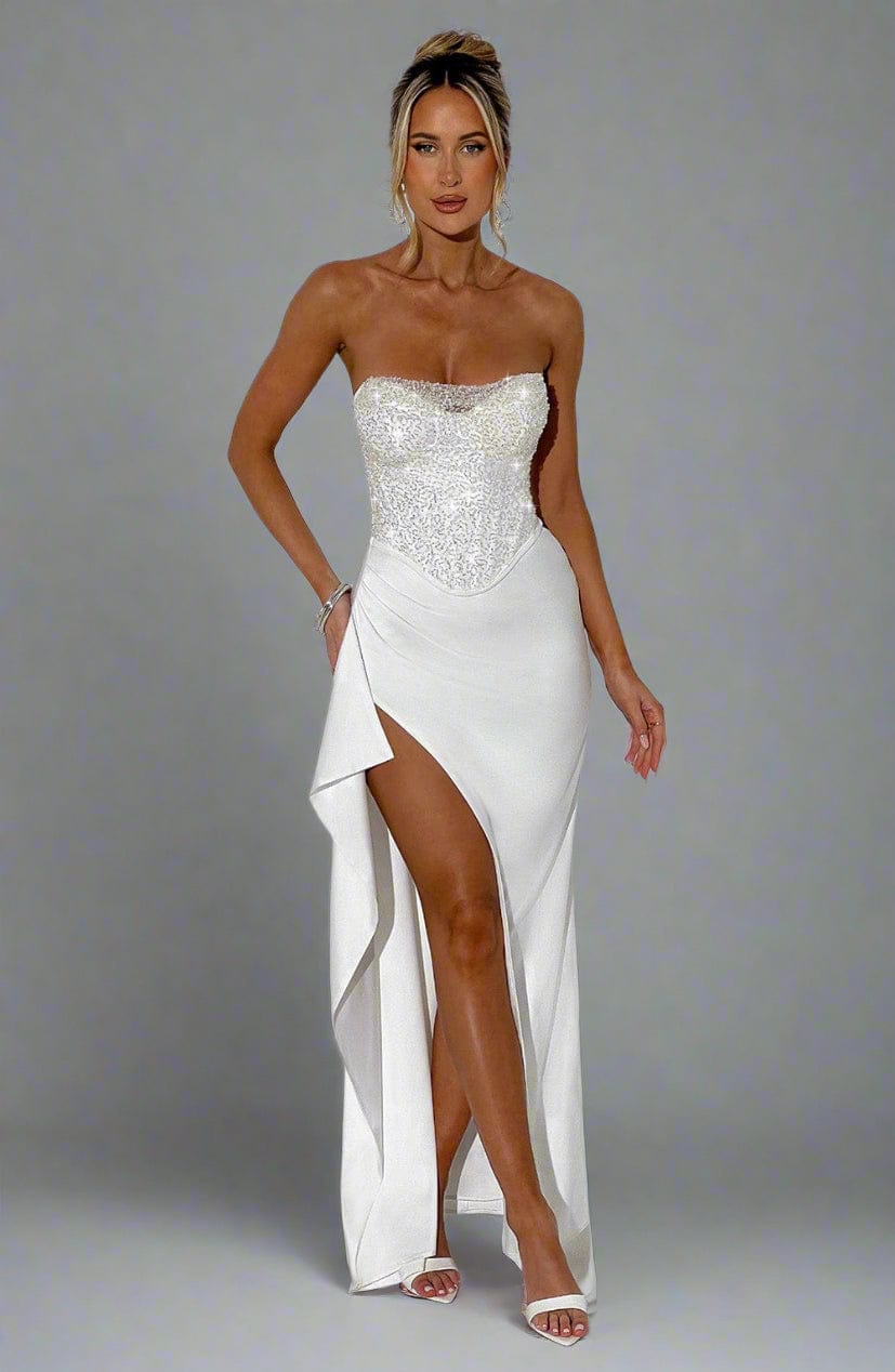 Fashion  Sequin Crop Top and High-Slit Slim Fitted Skirt Set
