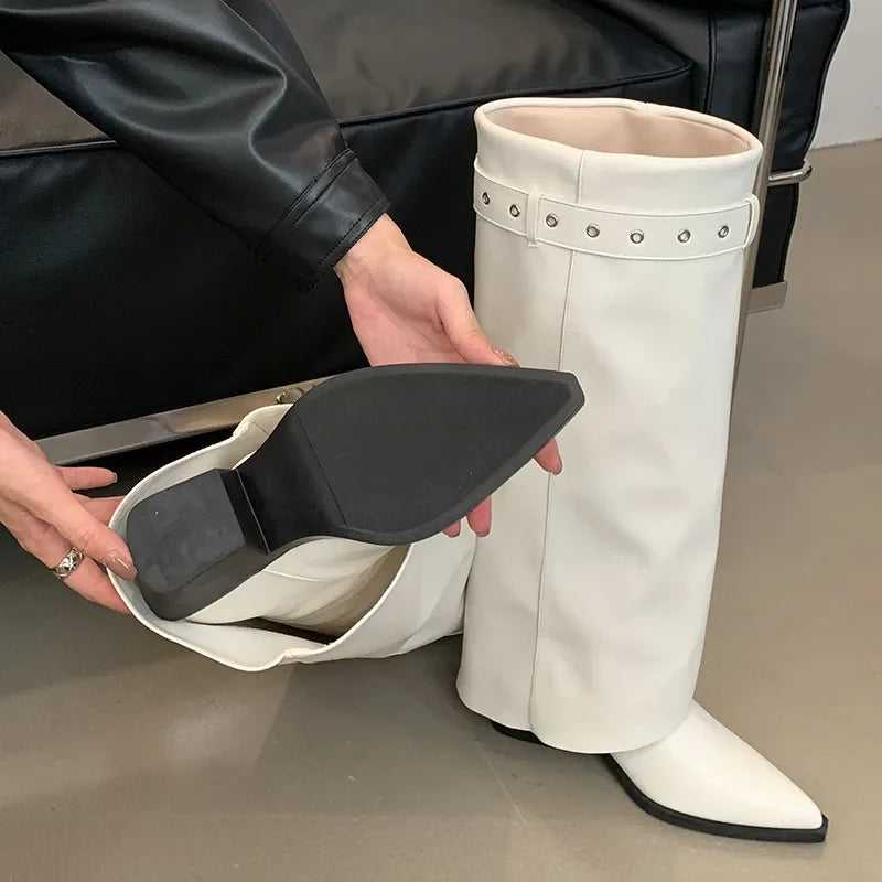 Trendy Stylish  Comfortable Unique Soft Pointed Toe Knee High Boots