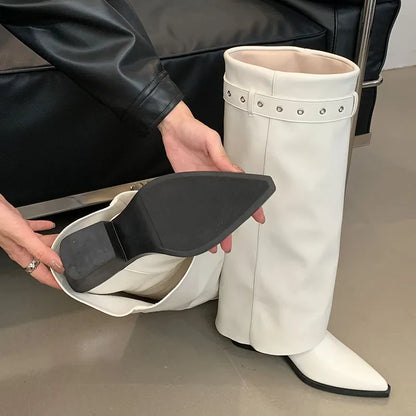 Trendy Stylish  Comfortable Unique Soft Pointed Toe Knee High Boots