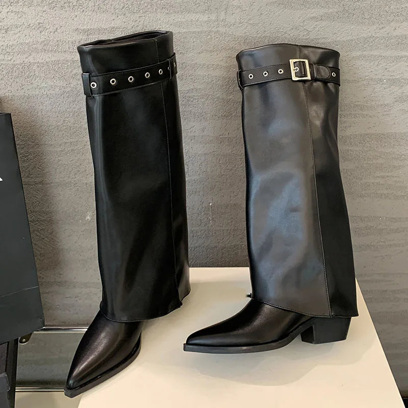 Trendy Stylish  Comfortable Unique Soft Pointed Toe Knee High Boots