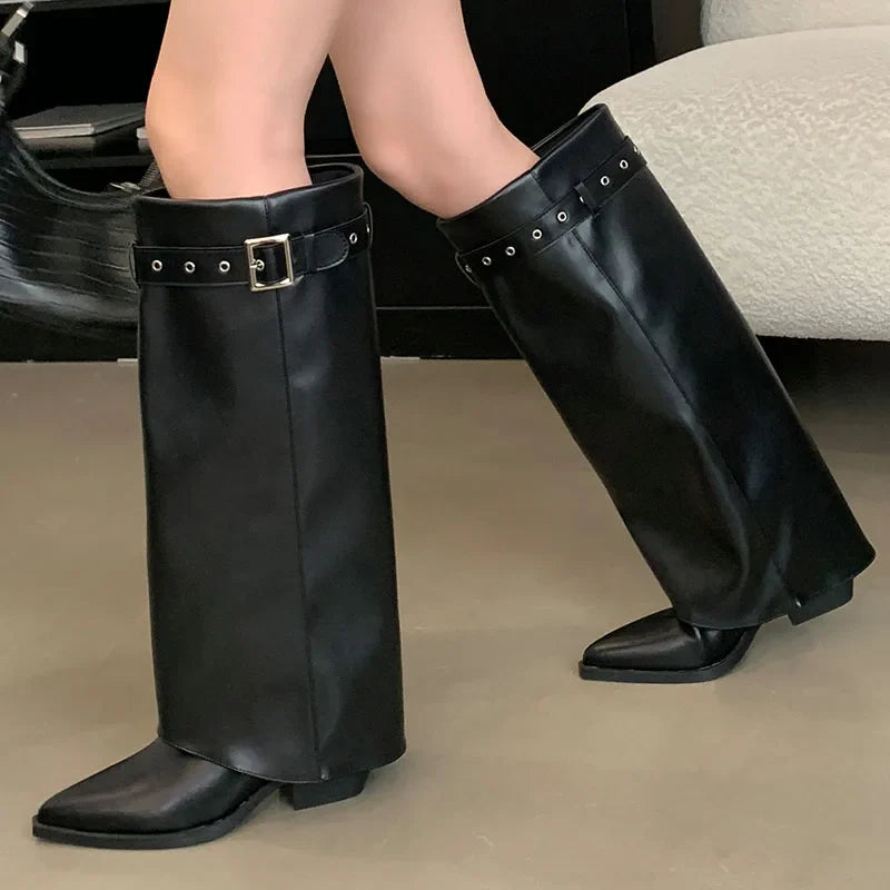 Trendy Stylish  Comfortable Unique Soft Pointed Toe Knee High Boots