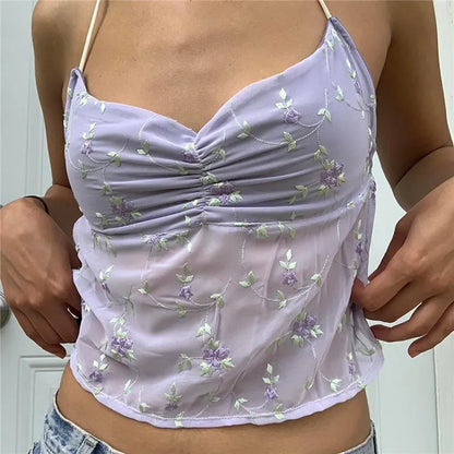 Backless Tie-Up Halter Crop Top