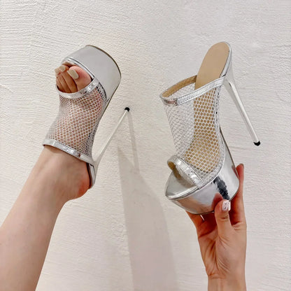 Golden/silver Thin high heel platform breathable  outdoor High Heel