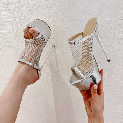 Golden/silver Thin high heel platform breathable  outdoor High Heel