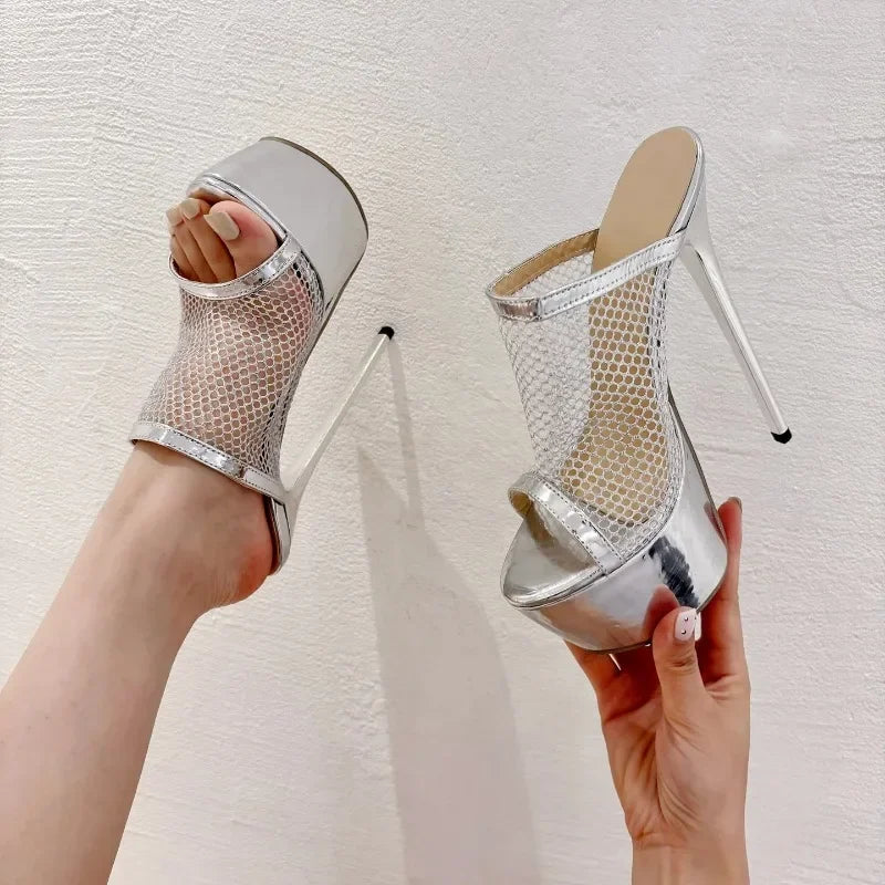 Golden/silver Thin high heel platform breathable  outdoor High Heel