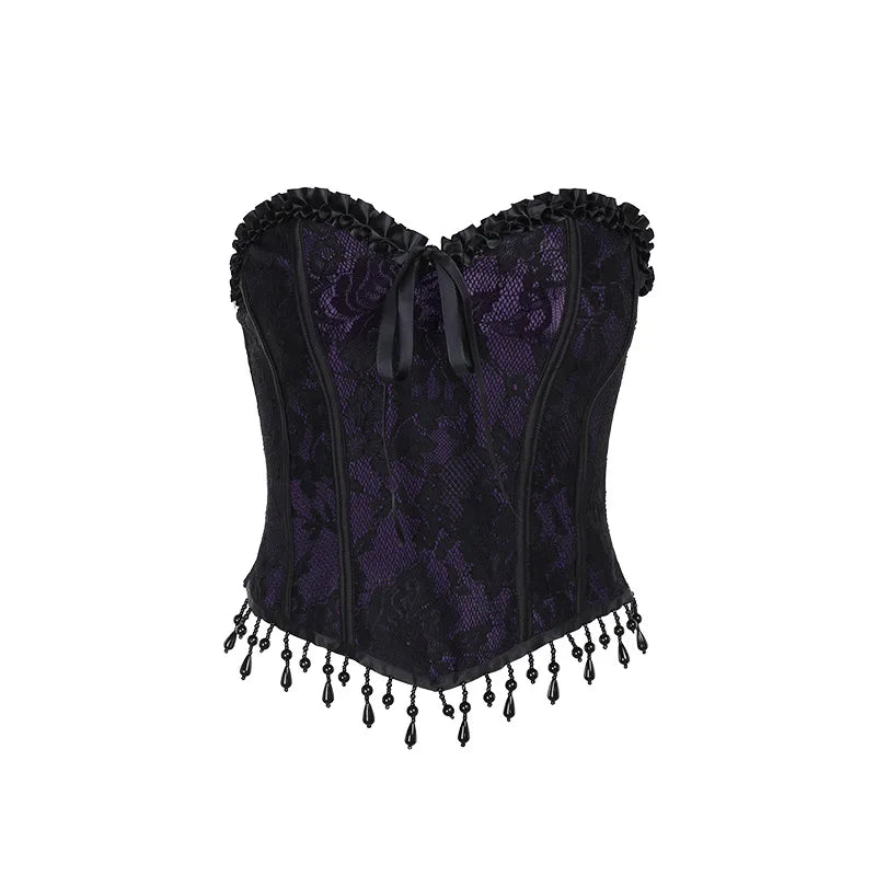 Gothic Spaghetti Strap Corset Punk Grunge  Halloween Clothing Crop Top