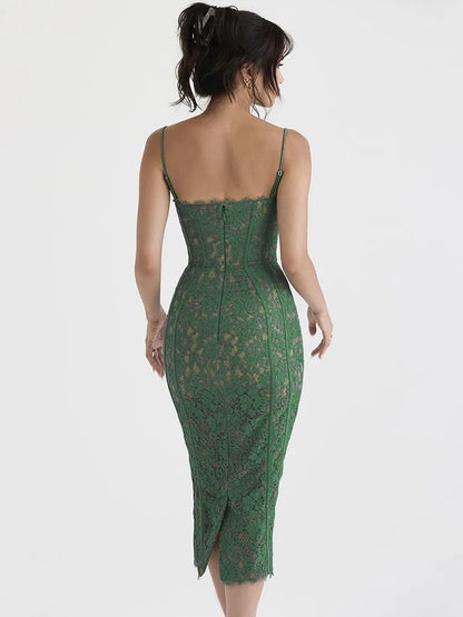 DressBetty - 2024  Club Evening Party Vestidos Backless Wrap Hip Lace Dress