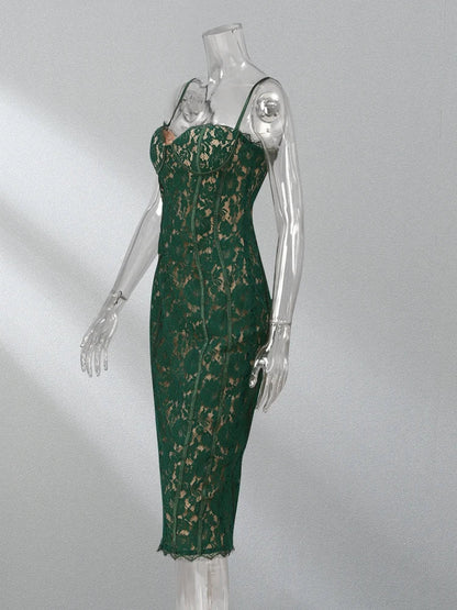 DressBetty - 2024  Club Evening Party Vestidos Backless Wrap Hip Lace Dress
