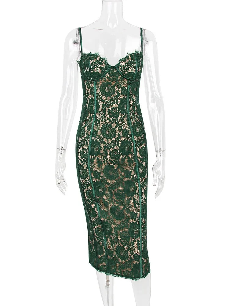 DressBetty - 2024  Club Evening Party Vestidos Backless Wrap Hip Lace Dress