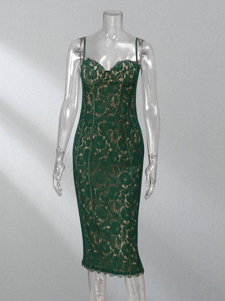 DressBetty - 2024  Club Evening Party Vestidos Backless Wrap Hip Lace Dress