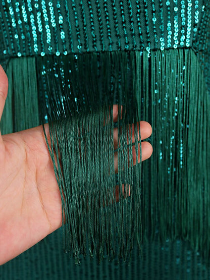 DressBetty - Green Tassel  Irregular Length Sequins Retro Evening Cocktail Party Outfits