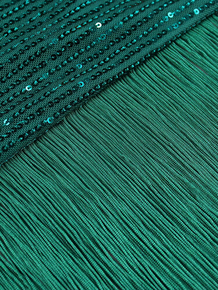 DressBetty - Green Tassel  Irregular Length Sequins Retro Evening Cocktail Party Outfits