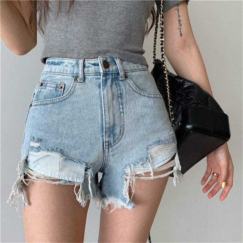 DressBetty -  Denim Shorts with Tassel Pockets Mini Short Jeans
