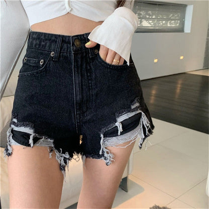 DressBetty -  Denim Shorts with Tassel Pockets Mini Short Jeans