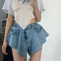 DressBetty -  Denim Shorts with Tassel Pockets Mini Short Jeans