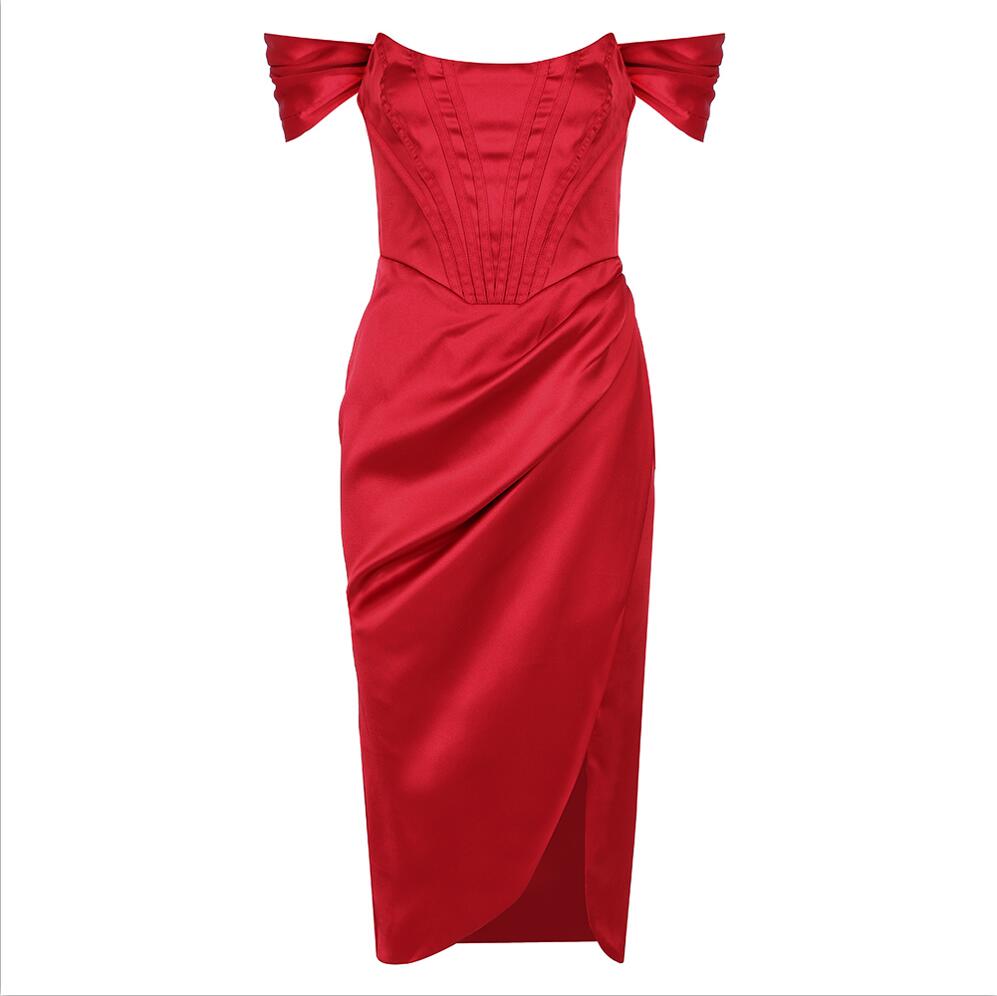 DressBetty - Runway Fashion  Off-Shoulder Split Red Corset Dress