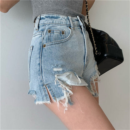 DressBetty -  Denim Shorts with Tassel Pockets Mini Short Jeans