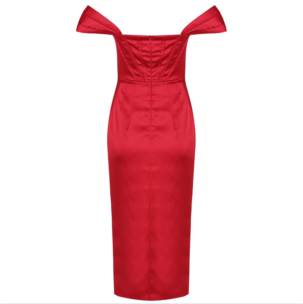 DressBetty - Runway Fashion  Off-Shoulder Split Red Corset Dress