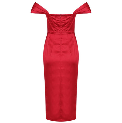 DressBetty - Runway Fashion  Off-Shoulder Split Red Corset Dress