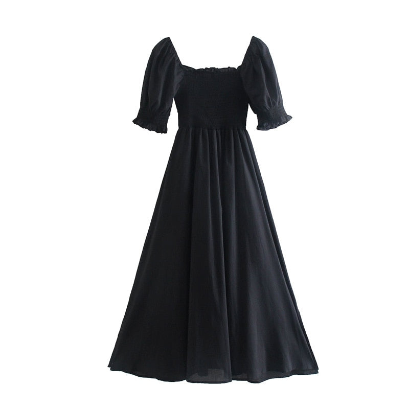 DressBetty - Summer Dresses For Women  Square Neck Smocked Short Puff Sleeve Vacation Beach Style