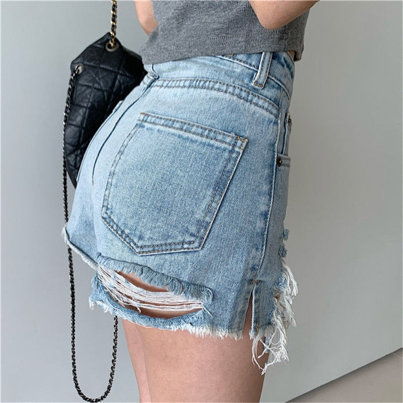 DressBetty -  Denim Shorts with Tassel Pockets Mini Short Jeans